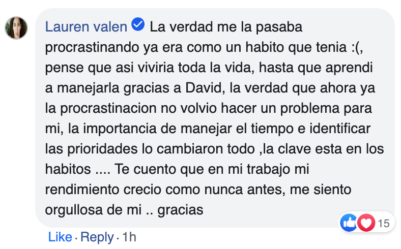 Lauren dejó la procrastinación y mejoró su rendimiento laboral