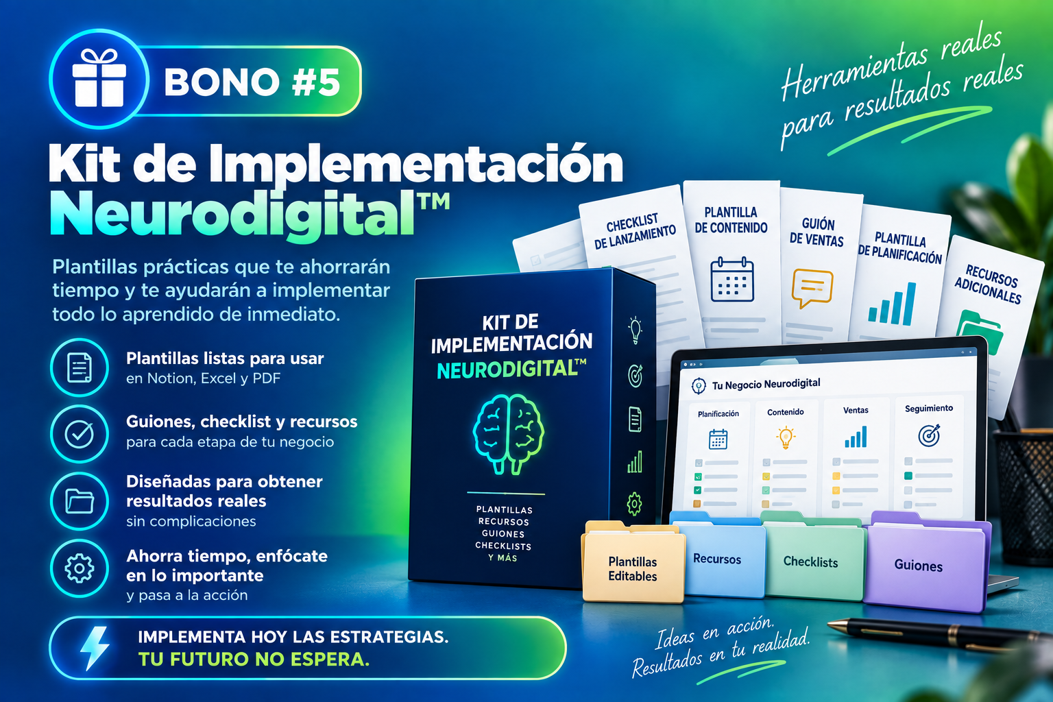 Kit de Implementación Neurodigital con plantillas, recursos, guiones y listas de verificación